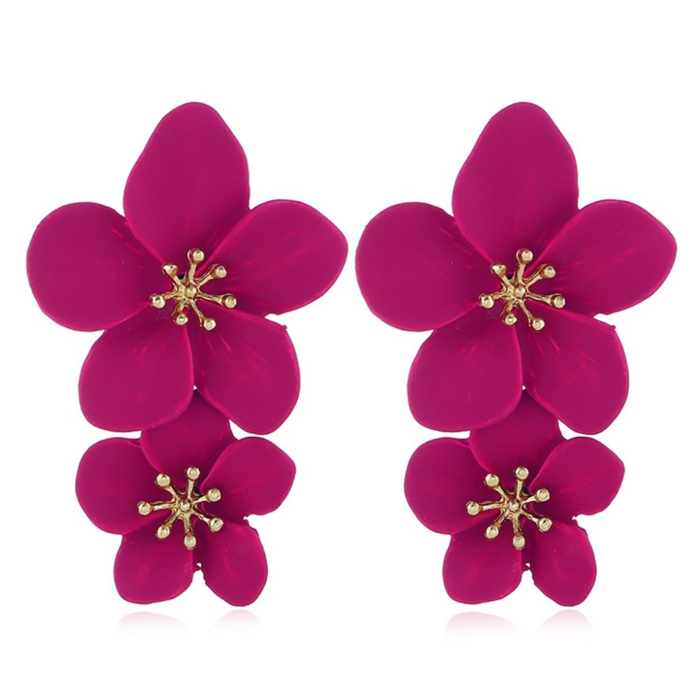 Anthro Blossom Earrings in Bright Pink
